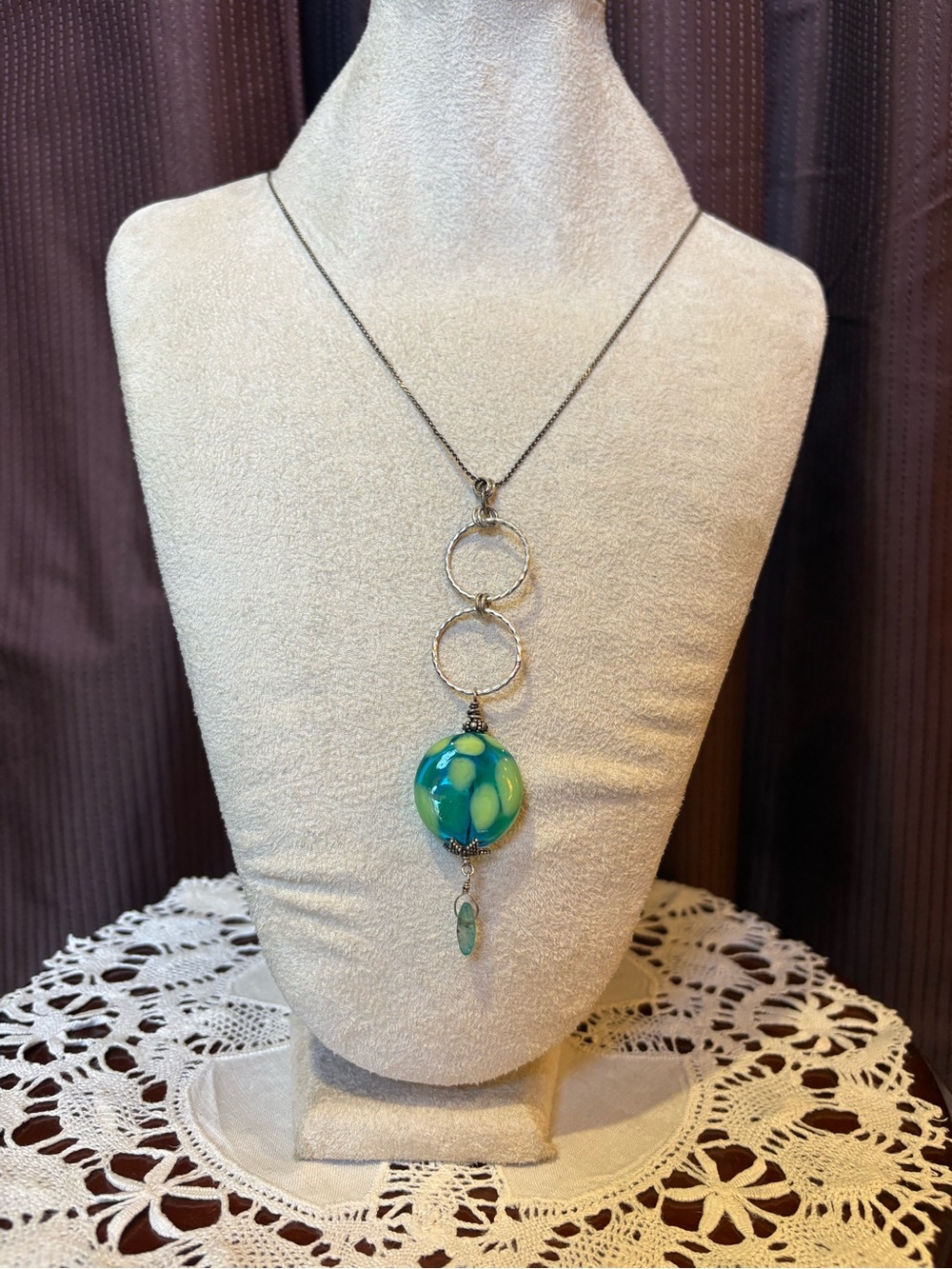 Marano Glass & Sterling Silver Pendant with Chain